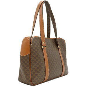 Celine Shoulder Tote Logo Brown Handbag Leather Bag Triomphe Macadam